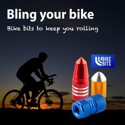 Presta Valve Caps - Anodized Aluminum - Use On Presta/French Valves - Designs: Bullet, Rocket, Hamburger, V1259-DP01-A-2138