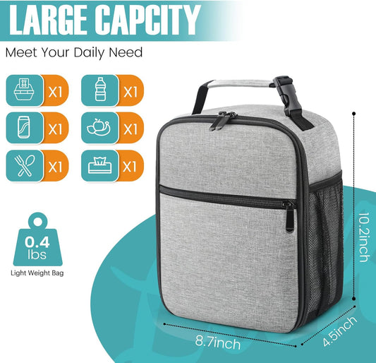 Lunch Bag for Men/Women, Reusable Lunch Box for Adult, Small Insulated Lunch Box, Lunch Tote Bag for Office, V1259-DP01-A-2140