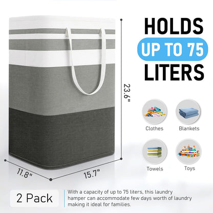 Freestanding Laundry Basket Collapsible Laundry Hamper 2-Pack Large Clothes Storage Bin Foldable Laundry V1259-DP01-A-2141