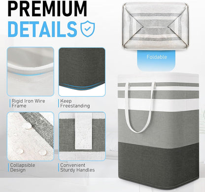 Freestanding Laundry Basket Collapsible Laundry Hamper 2-Pack Large Clothes Storage Bin Foldable Laundry V1259-DP01-A-2141