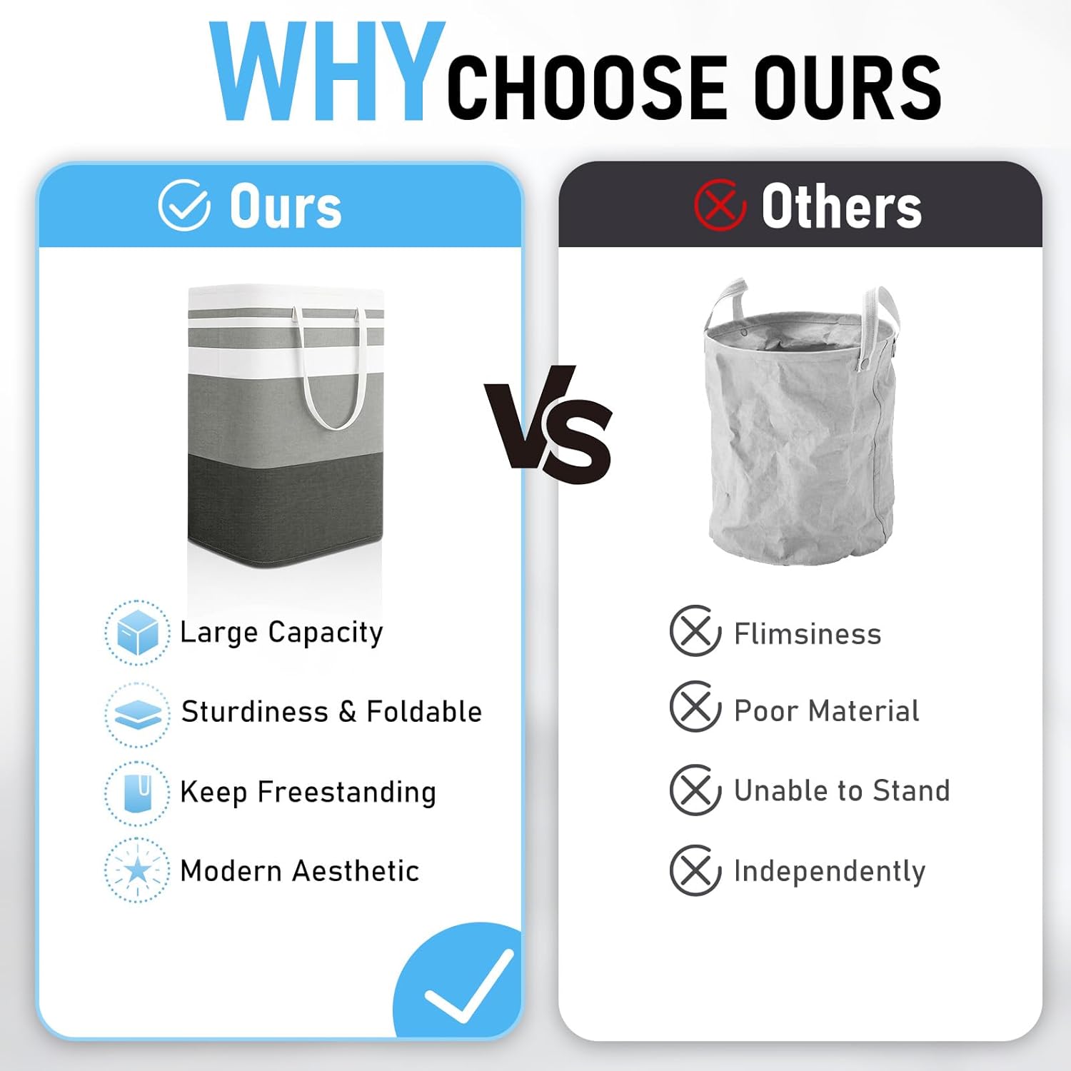 Freestanding Laundry Basket Collapsible Laundry Hamper 2-Pack Large Clothes Storage Bin Foldable Laundry V1259-DP01-A-2141