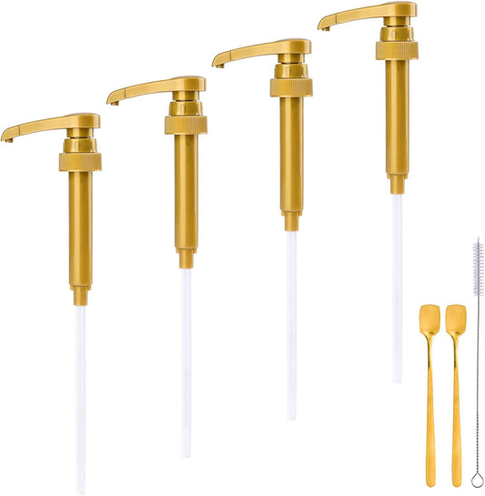 4PCS Syrup Pump for 25.4 Oz/750ml Flavorings Bottles, Coffee Syrup Pump Dispenser, Compatible with Torani, V1259-DP01-A-2148