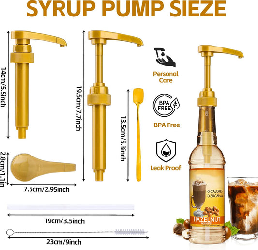 4PCS Syrup Pump for 25.4 Oz/750ml Flavorings Bottles, Coffee Syrup Pump Dispenser, Compatible with Torani, V1259-DP01-A-2148