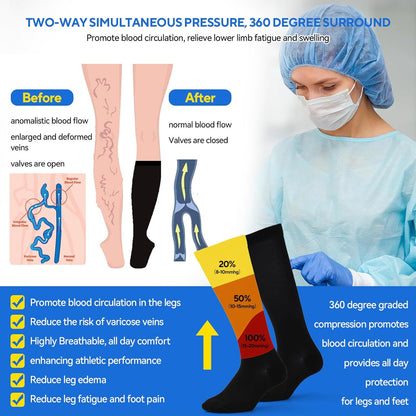 3 Pairs Compression Socks for Women & Men, Circulation 15-25mmHg Support Socks for Athletic, Running, V1259-DP01-A-2153