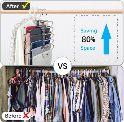 Magic Pants Hangers Space Saving - 2 Pack for Closet Multiple Layers Multifunctional Uses Rack Organizer for V1259-DP01-A-2165