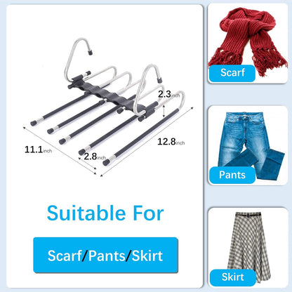 Magic Pants Hangers Space Saving - 2 Pack for Closet Multiple Layers Multifunctional Uses Rack Organizer for V1259-DP01-A-2165