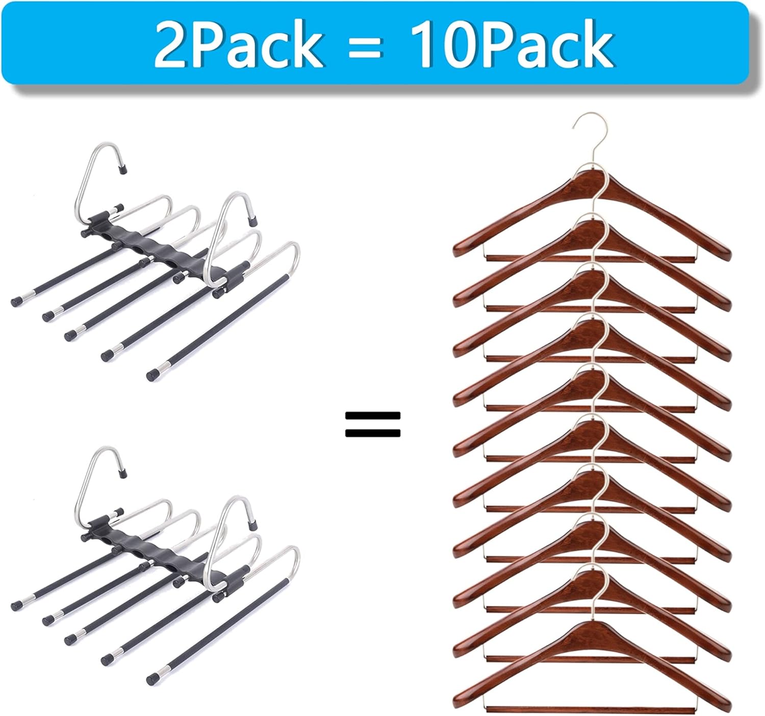 Magic Pants Hangers Space Saving - 2 Pack for Closet Multiple Layers Multifunctional Uses Rack Organizer for V1259-DP01-A-2165