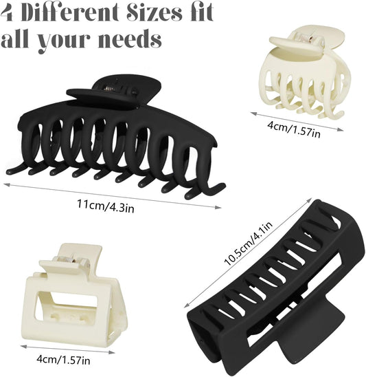 4 Style Hair Clips for Women, 8 Pcs 4.3 Inch Large Hair Claw Clips for Thick Hair and 2 Inch Claw Clips for V1259-DP01-A-2174