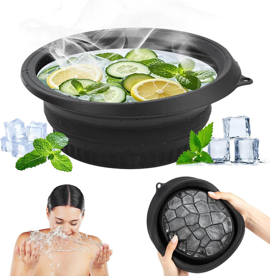 Face Ice Bath Bowl, Foldable Face Bowls, Silicone Ice Bowl with Built-In Icetray, Space Saving Facial Baths V1259-DP01-A-2213