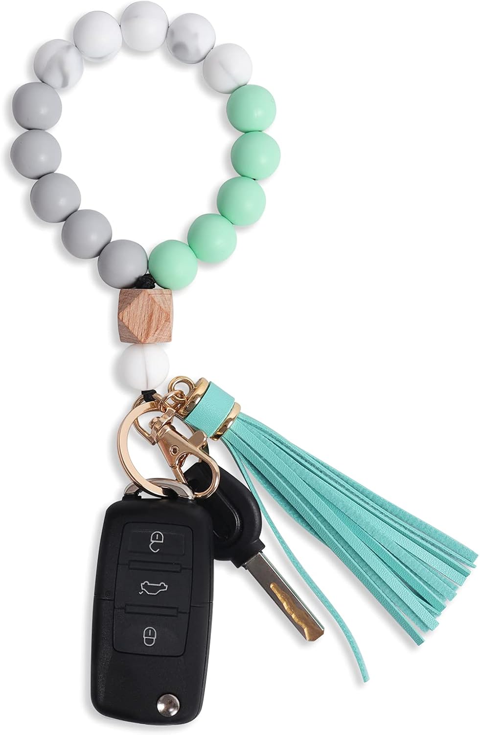 Wristlet Keychains Bracelet, Key Ring Bracelet, Tassel Silicone Beaded Key Chains for Women V1259-DP01-A-2222