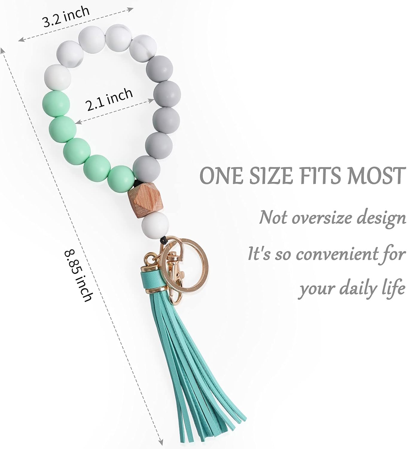 Wristlet Keychains Bracelet, Key Ring Bracelet, Tassel Silicone Beaded Key Chains for Women V1259-DP01-A-2222