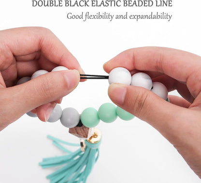 Wristlet Keychains Bracelet, Key Ring Bracelet, Tassel Silicone Beaded Key Chains for Women V1259-DP01-A-2222