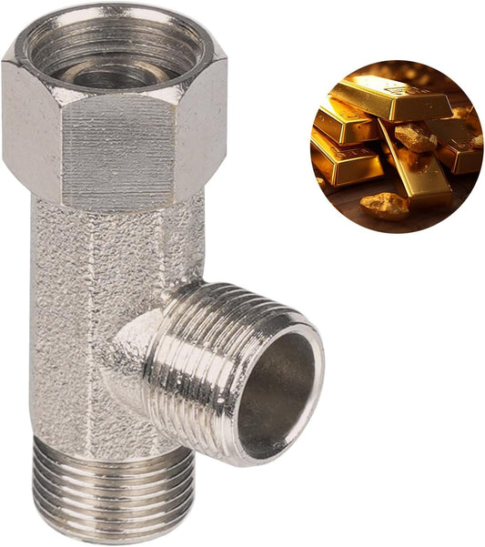 Bidet T Adapter, Metal T Valve for Bidet(3/8" x 3/8" x 3/8"), 3 Way Tee Connector Bidet Attachment for Toilet V1259-DP01-A-2235