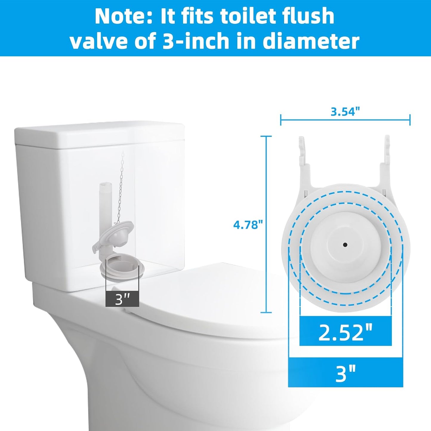2 Pack Toilet Flapper Replacement Compatible with American Standard 738920-0070A 3-Inch Flapper Assembly, V1259-DP01-A-2252