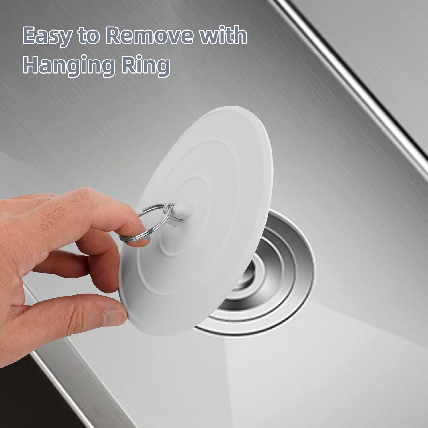 2 Pack Bath Tub Stopper, Flat Suction Sink Stopper Rubber Silicone Shower Drain Bath Plug Stopper for V1259-DP01-A-2253