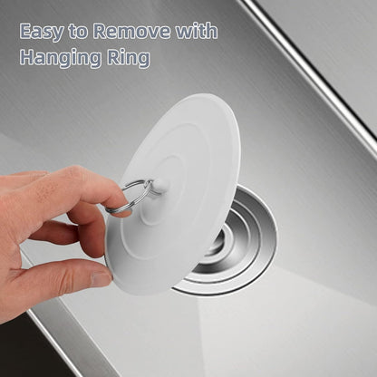 2 Pack Bath Tub Stopper, Flat Suction Sink Stopper Rubber Silicone Shower Drain Bath Plug Stopper for V1259-DP01-A-2253