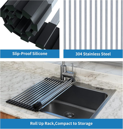 Roll Up Dish Drying Rack, Extra Large Dish Rack Over The Sink, Multipurpose Stainless Steel Rollup Sink Matt V1259-DP01-A-2257