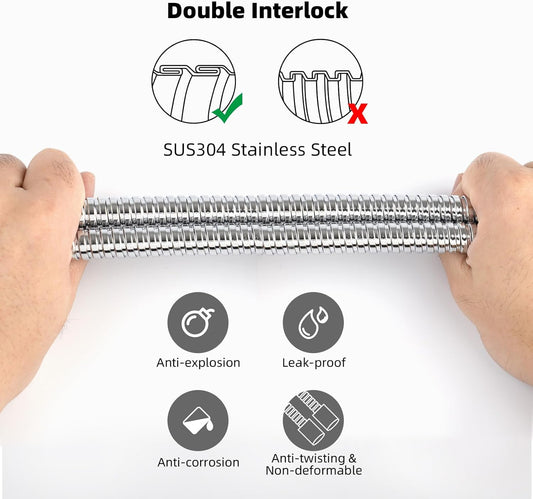 All Metal Shower Hose 90 inch (7.5 ft) Bathroom Handheld Shower Head Hose 2.3 Meters Extension Replacement V1259-DP01-A-2266
