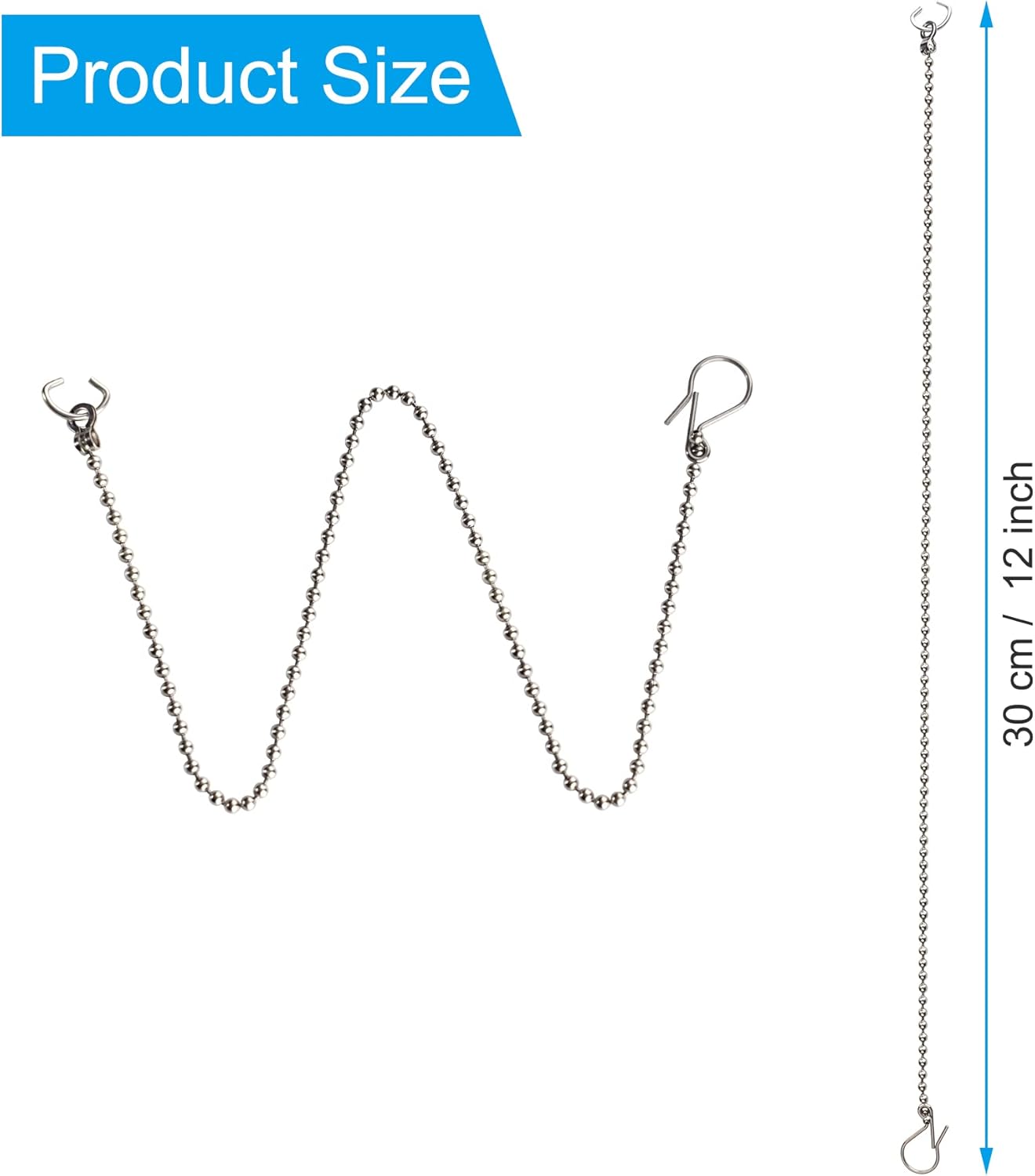 3 Pack Universal Toilet Flapper Chain Replacement Kit,Stainless steel,Including 12-Inch Chain,Hook,Ring V1259-DP01-A-2271