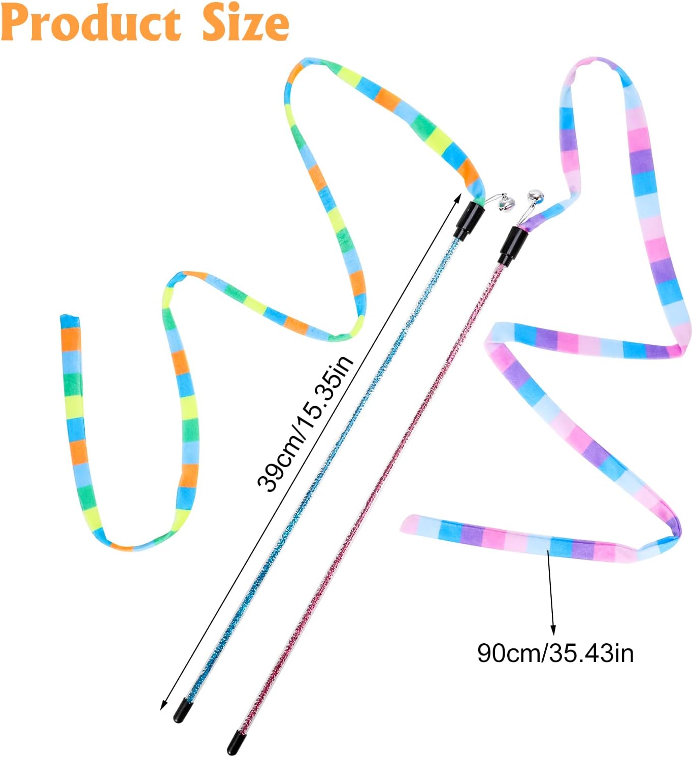 3 Pack Cat Wand Toy, Interactive Cat Rainbow Wand Toys, Interactive Cat Teaser Wand String, Rainbow Cat V1259-DP01-A-2286