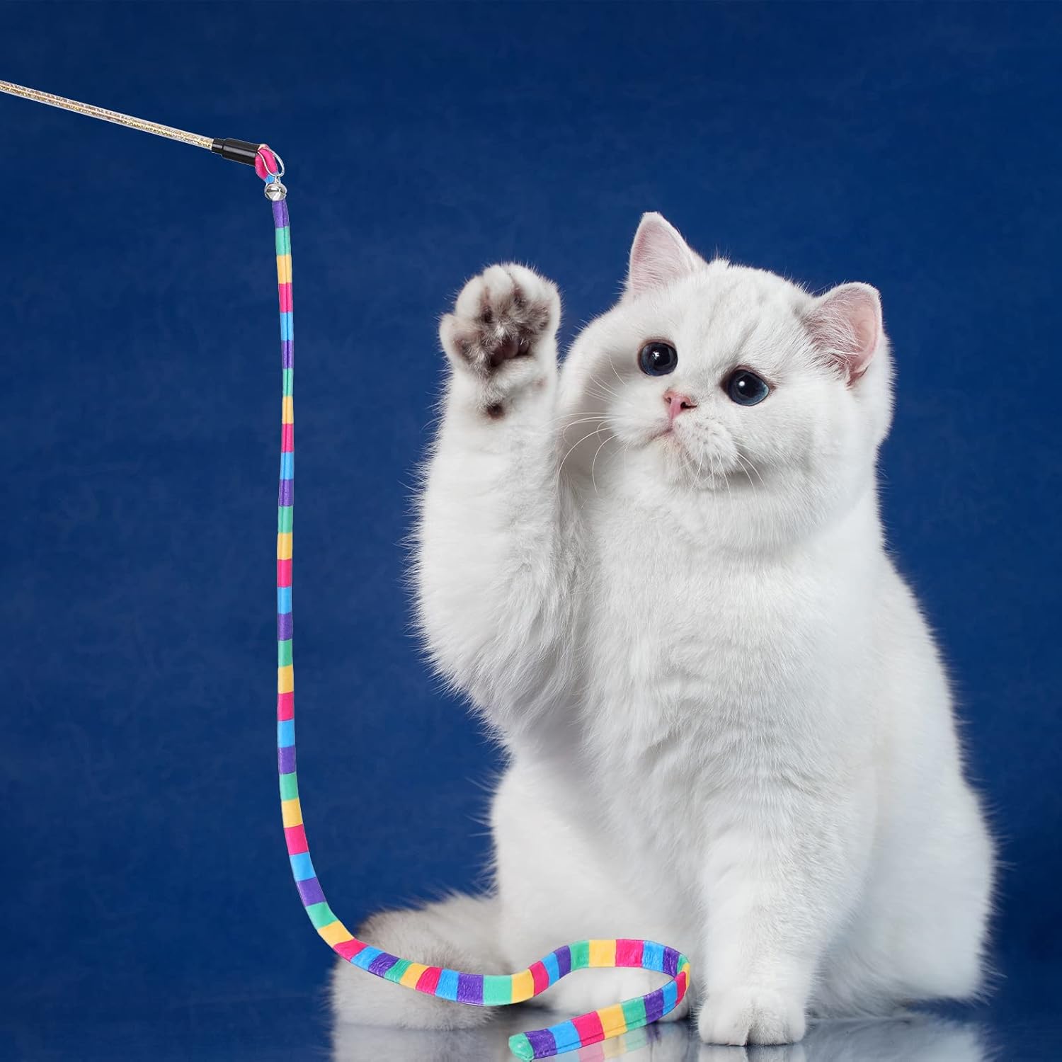 3 Pack Cat Wand Toy, Interactive Cat Rainbow Wand Toys, Interactive Cat Teaser Wand String, Rainbow Cat V1259-DP01-A-2286