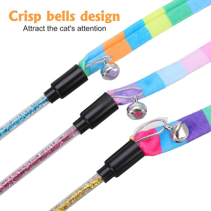 3 Pack Cat Wand Toy, Interactive Cat Rainbow Wand Toys, Interactive Cat Teaser Wand String, Rainbow Cat V1259-DP01-A-2286