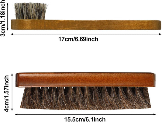 2 Pieces Shoes Brush kit Natural Wooden Handle Welt Brush Soft Horsehair Shoe Shine Brush Bristles Anti Slip V1259-DP01-A-2290