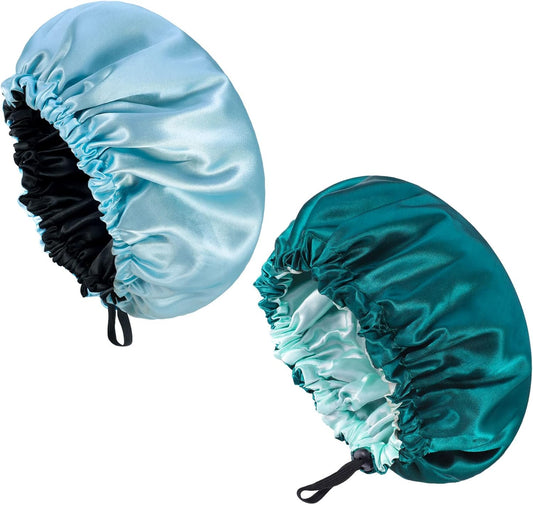 NADONEL 2 Pcs Silk Bonnet Sleep Cap, Adjustable Silk Bonnet Sleep Cap Waterproof Satin Hair Cap Night Cap V1259-DP01-A-2301