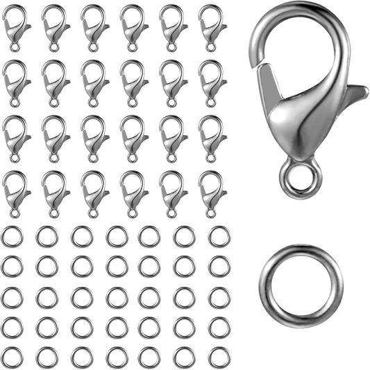 250pcs Lobster Claw Clasps With Open Jump Rings Set,jewelry Bracelet Connectors Necklace Clasp Bracelet Clasp V1259-DP01-A-2302
