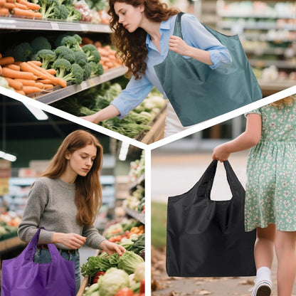 Store Grocery Bags 2 Pack Large Foldable Shopping Bag Folding into Attached Elastic Bands 44x40cm Reusable V1259-DP01-A-2314