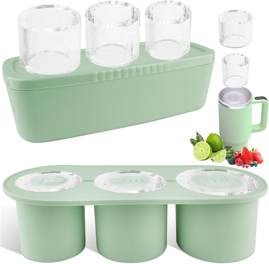Store Ice Cube Tray for Stanley Cup 30-40 oz Tumbler 3pcs Silicone Ice Cube Molds With Lid and Bin for V1259-DP01-A-2317