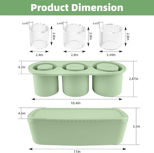 Store Ice Cube Tray for Stanley Cup 30-40 oz Tumbler 3pcs Silicone Ice Cube Molds With Lid and Bin for V1259-DP01-A-2317