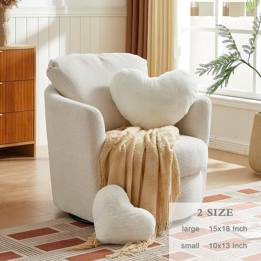 Heart Pillows for Valentine's Day, White Heart Shaped Pillows, Ultra Soft Small Cute Fluffy Pillows, Love V1259-DP01-A-2331