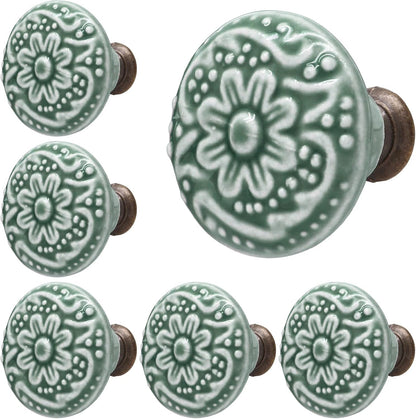 Green Ceramic knobs, Kitchen Cabinet Knobs, Retro Dresser Knobs, Drawer Knobs, Furniture Decorative Knobs and V1259-DP01-A-2334