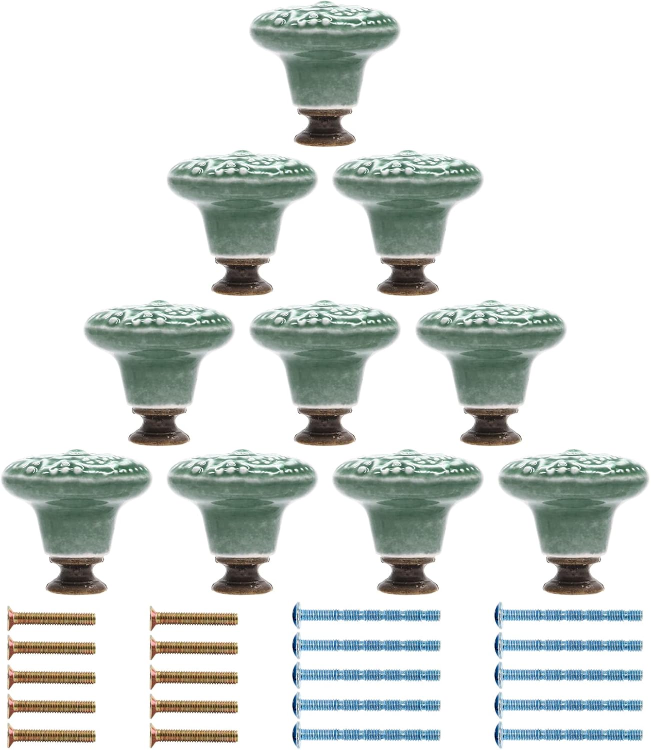 Green Ceramic knobs, Kitchen Cabinet Knobs, Retro Dresser Knobs, Drawer Knobs, Furniture Decorative Knobs and V1259-DP01-A-2334