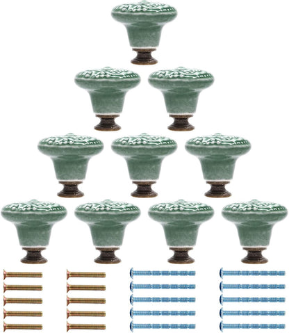 Green Ceramic knobs, Kitchen Cabinet Knobs, Retro Dresser Knobs, Drawer Knobs, Furniture Decorative Knobs and V1259-DP01-A-2334