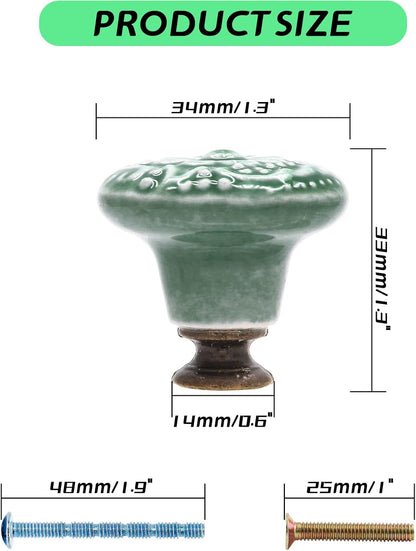 Green Ceramic knobs, Kitchen Cabinet Knobs, Retro Dresser Knobs, Drawer Knobs, Furniture Decorative Knobs and V1259-DP01-A-2334