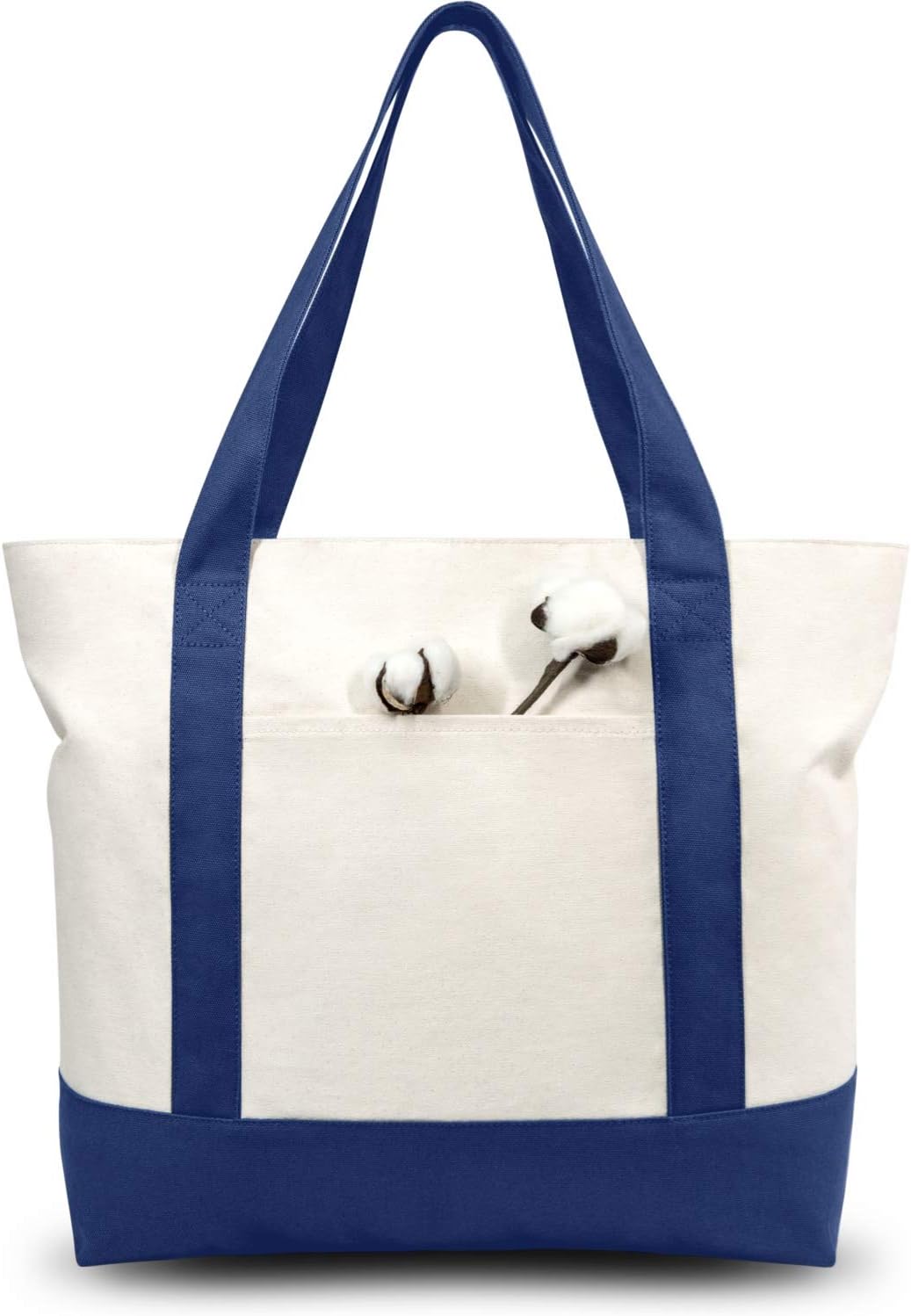 Stylish Canvas Tote Bag with an External Pocket, Top Zipper Closure, Daily Essentials V1259-DP01-A-2340