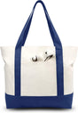 Stylish Canvas Tote Bag with an External Pocket, Top Zipper Closure, Daily Essentials V1259-DP01-A-2340