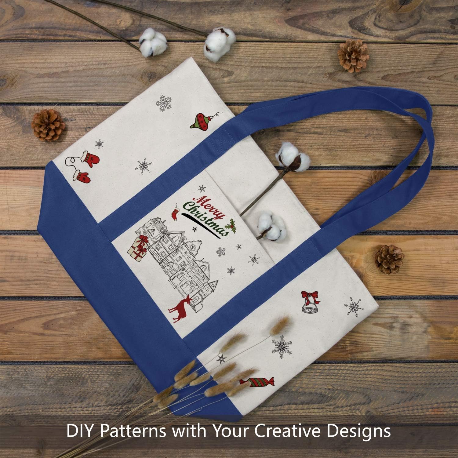 Stylish Canvas Tote Bag with an External Pocket, Top Zipper Closure, Daily Essentials V1259-DP01-A-2340