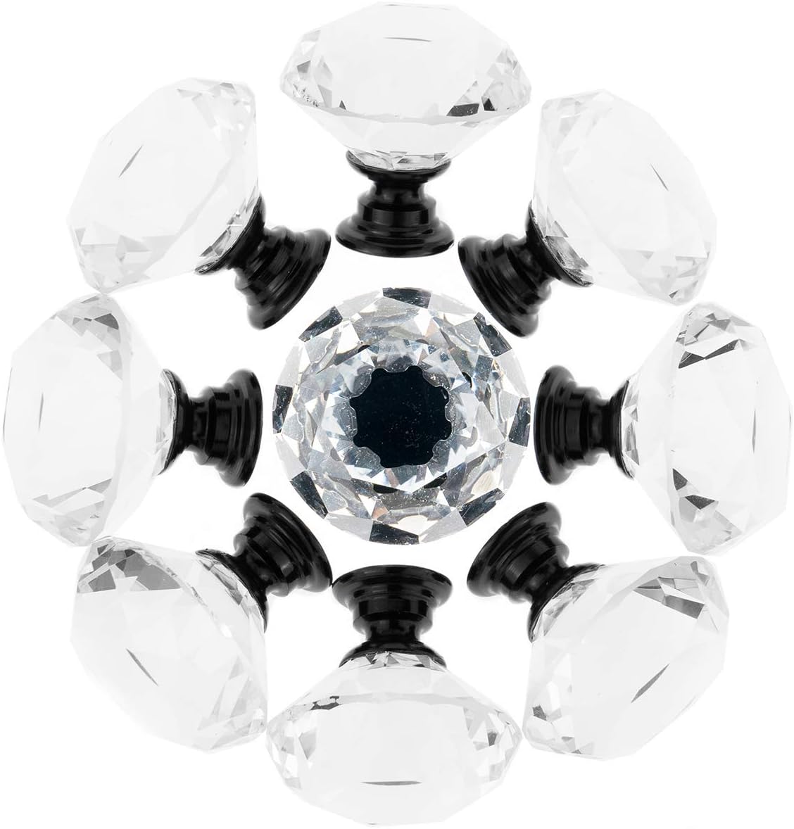 25 Pack Drawer Knobs Diamond Shaped Crystal Glass 30mm Cabinet Knobs Pull Handles (30mm, 25 Pack, Black) V1259-DP01-A-2345