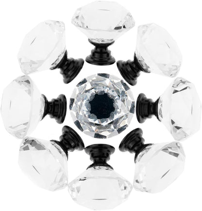 25 Pack Drawer Knobs Diamond Shaped Crystal Glass 30mm Cabinet Knobs Pull Handles (30mm, 25 Pack, Black) V1259-DP01-A-2345