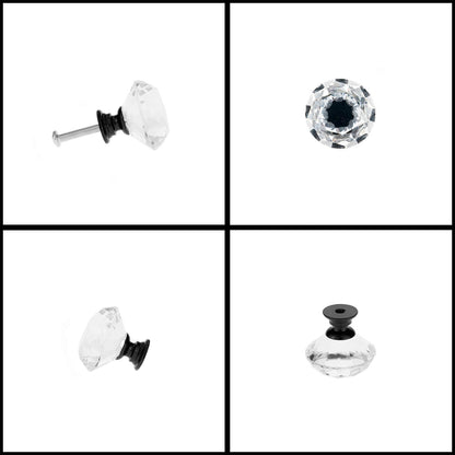 25 Pack Drawer Knobs Diamond Shaped Crystal Glass 30mm Cabinet Knobs Pull Handles (30mm, 25 Pack, Black) V1259-DP01-A-2345