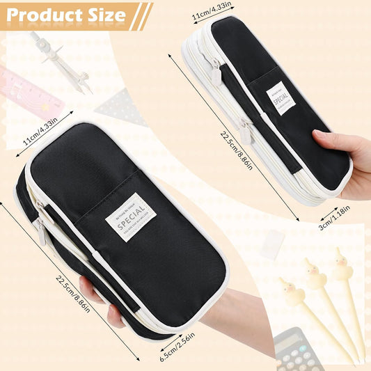 Large Capacity Pencil Case with Compartments, Aesthetic Pencil Pouch with Double Zipper Cute Pen Pouch for V1259-DP01-A-2346