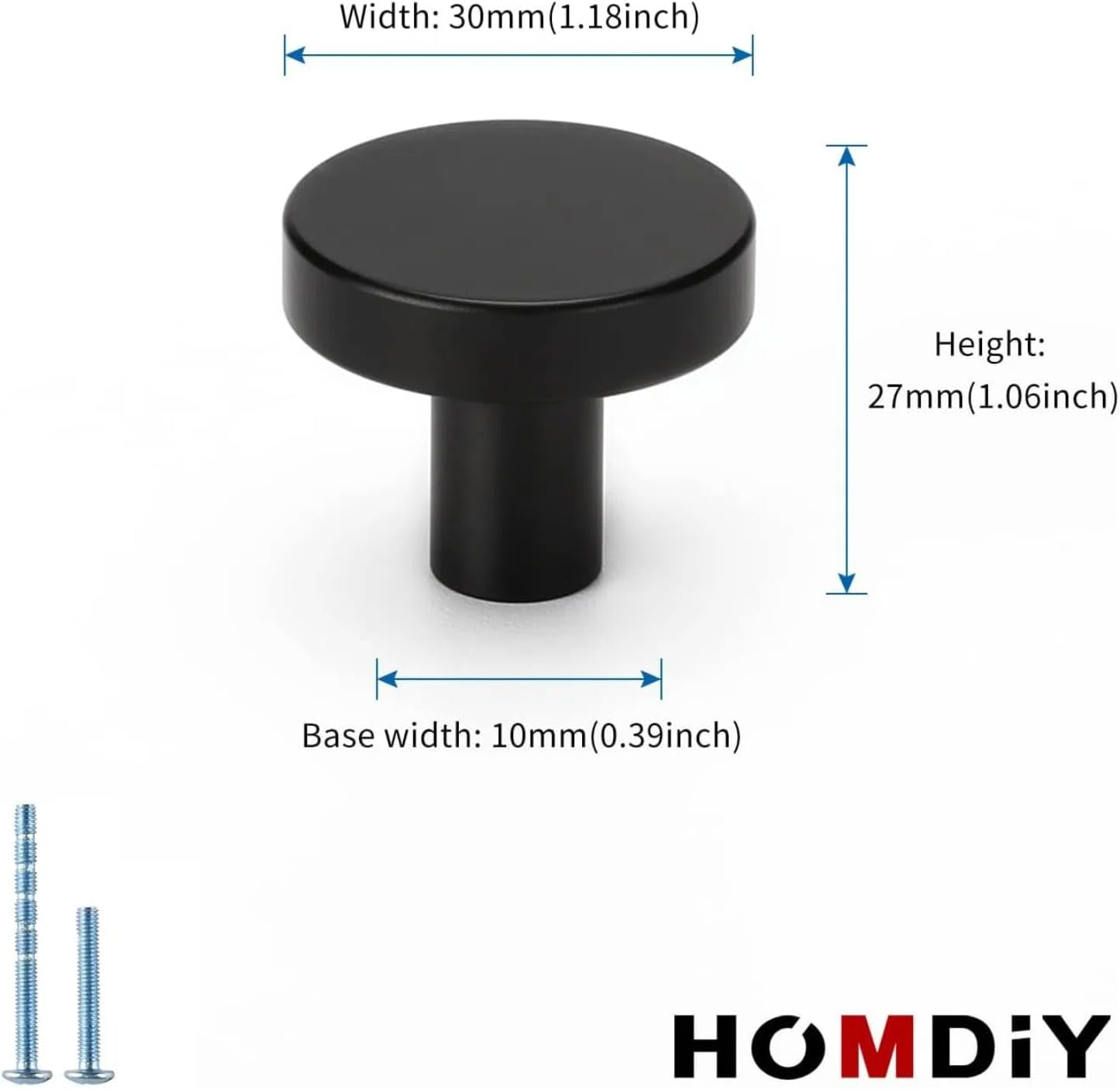 20 Pack Black Cabinet Knobs Round Dresser Knobs Matte Black Solid Kitchen Cabinet Knobs Aluminum Alloy V1259-DP01-A-2348