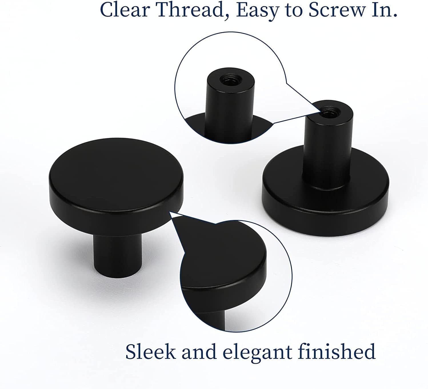 20 Pack Black Cabinet Knobs Round Dresser Knobs Matte Black Solid Kitchen Cabinet Knobs Aluminum Alloy V1259-DP01-A-2348