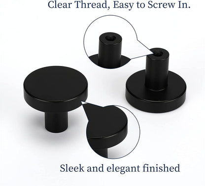 20 Pack Black Cabinet Knobs Round Dresser Knobs Matte Black Solid Kitchen Cabinet Knobs Aluminum Alloy V1259-DP01-A-2348