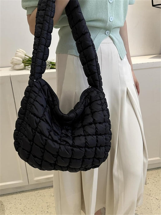 Puffer Tote Bag Women Quilted Shoulder Bags Puffy Bubble Pleated Purse Nylon Padding Cloud Crossbody Bag 2024 V1259-DP01-A-2352