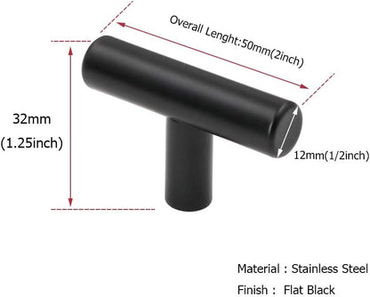 (50 Pack) Cabinet Knob Black Stainless Steel Drawer Knobs - HD201BK Matte Black Kitchen Cabinet Hardware V1259-DP01-A-2355