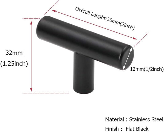 (50 Pack) Cabinet Knob Black Stainless Steel Drawer Knobs - HD201BK Matte Black Kitchen Cabinet Hardware V1259-DP01-A-2355